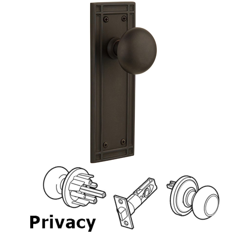 Nostalgic Warehouse Privacy Mission Plate with New York Door Knob in Oil-Rubbed Bronze