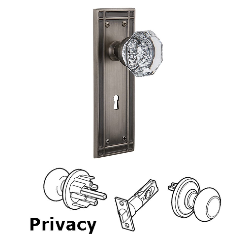 Nostalgic Warehouse Privacy Mission Plate with Keyhole and Waldorf Door Knob in Antique Pewter