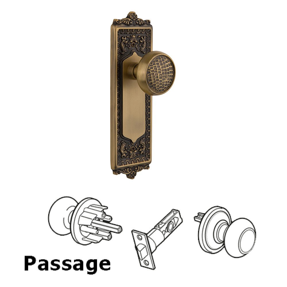 Nostalgic Warehouse Passage Egg and Dart Plate with Craftsman Knob in Antique Brass