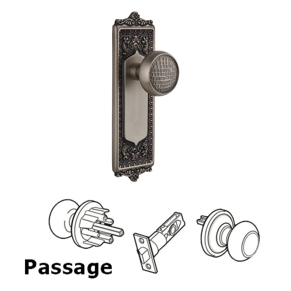 Nostalgic Warehouse Passage Egg and Dart Plate with Craftsman Knob in Antique Pewter