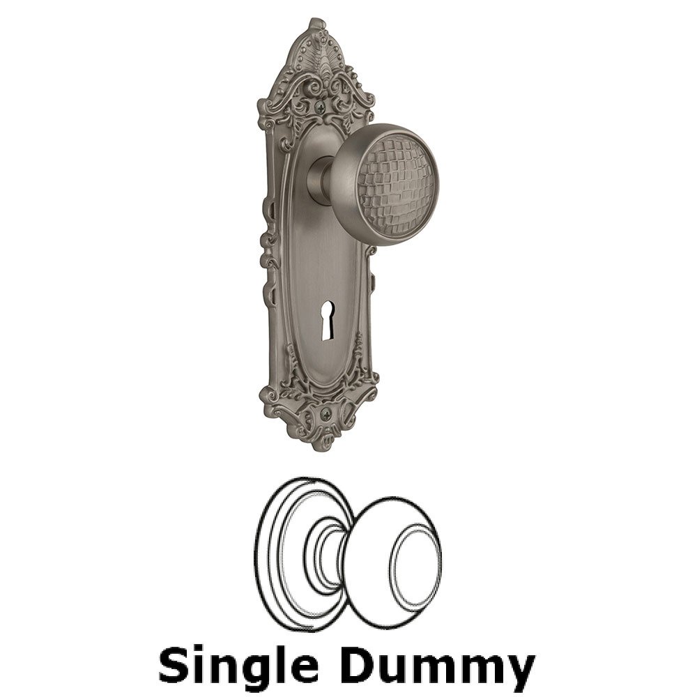 Nostalgic Warehouse Single Dummy Victorian Plate with Craftsman Knob and Keyhole in Satin Nickel