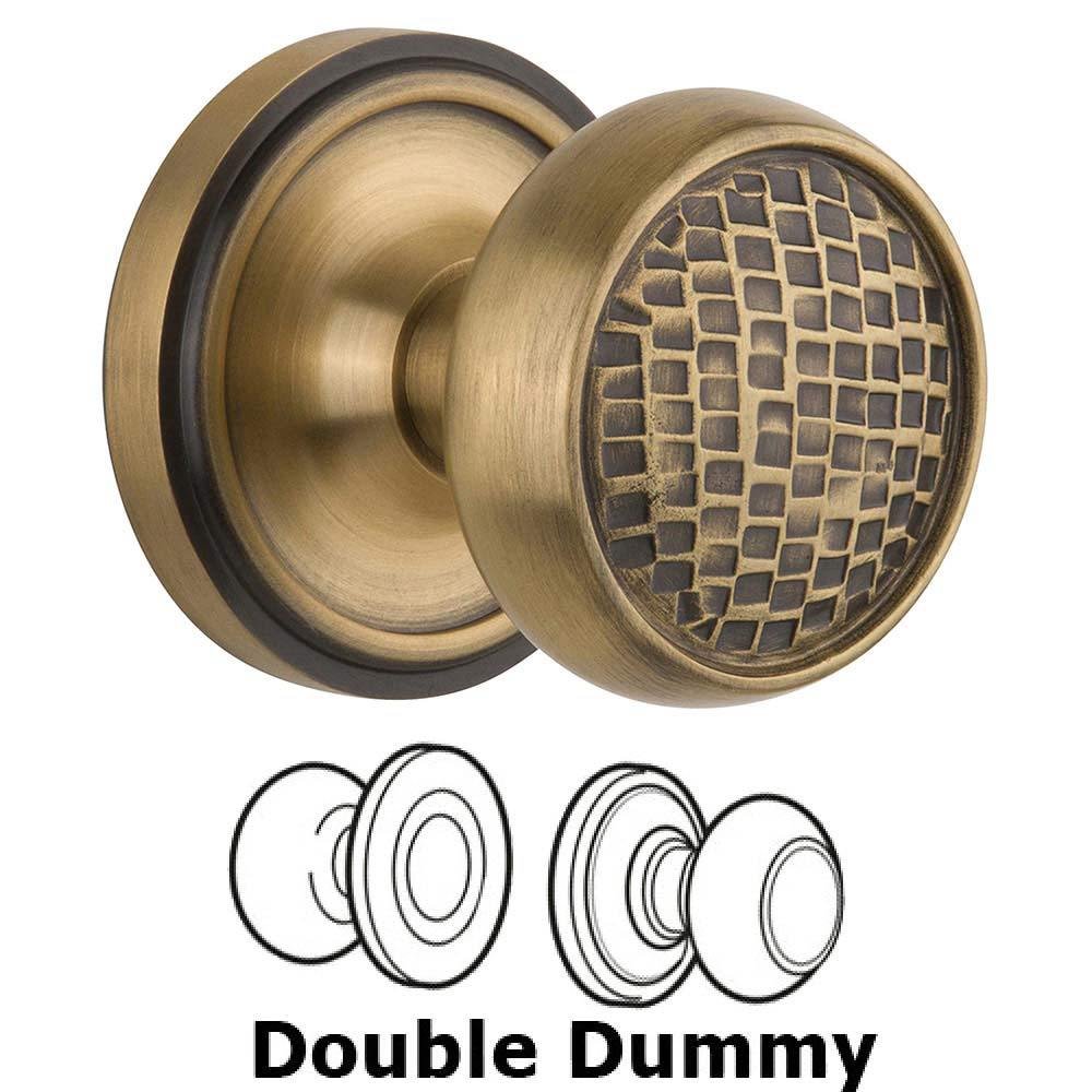 Nostalgic Warehouse Double Dummy Classic Rosette with Craftsman Knob in Antique Brass