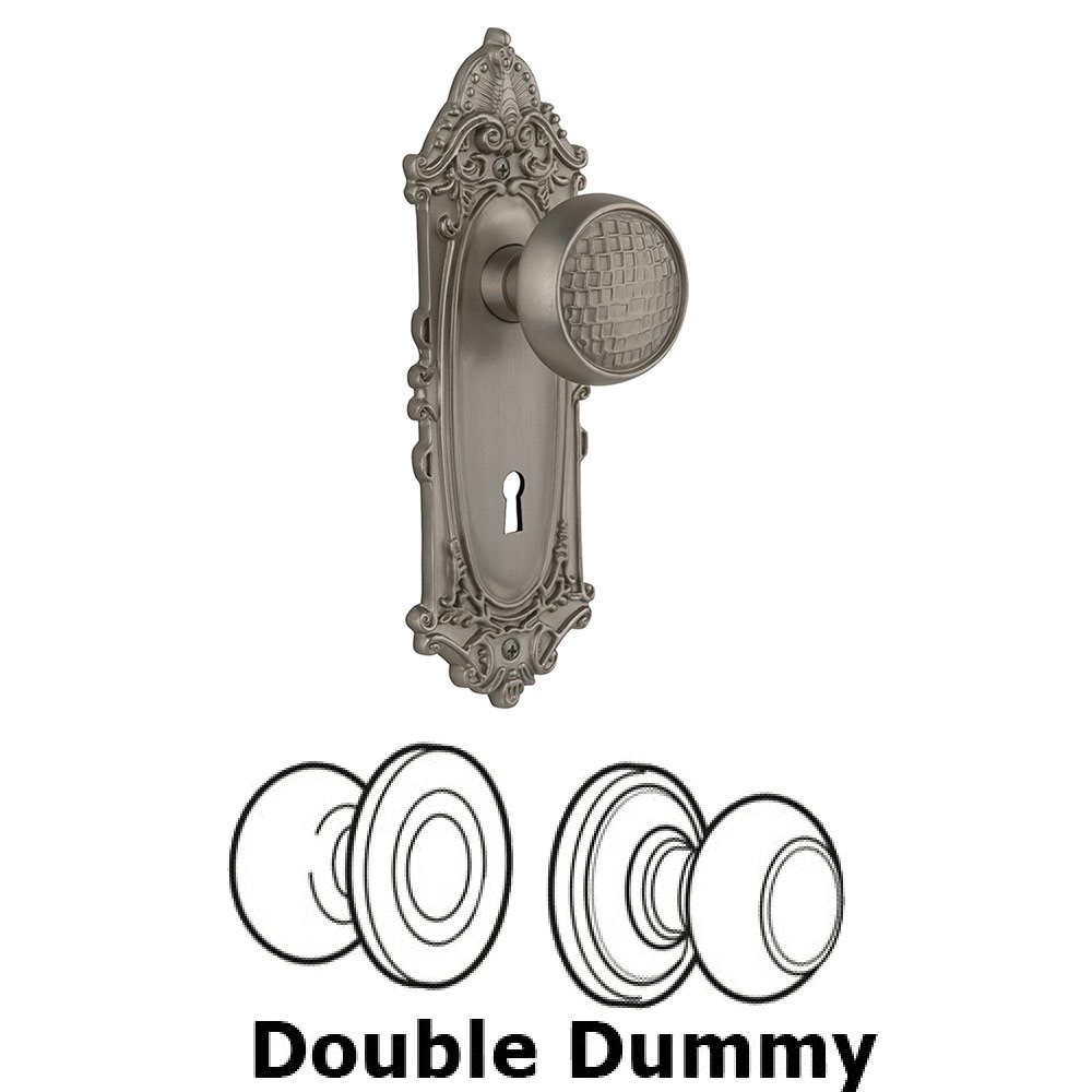 Nostalgic Warehouse Double Dummy Victorian Plate with Craftsman Knob and Keyhole in Satin Nickel