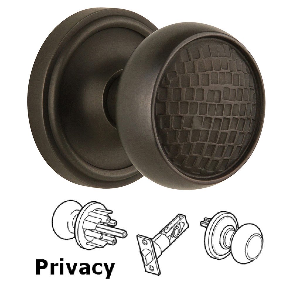 Nostalgic Warehouse Privacy Classic Rosette with Craftsman Knob in Oil Rubbed Bronze