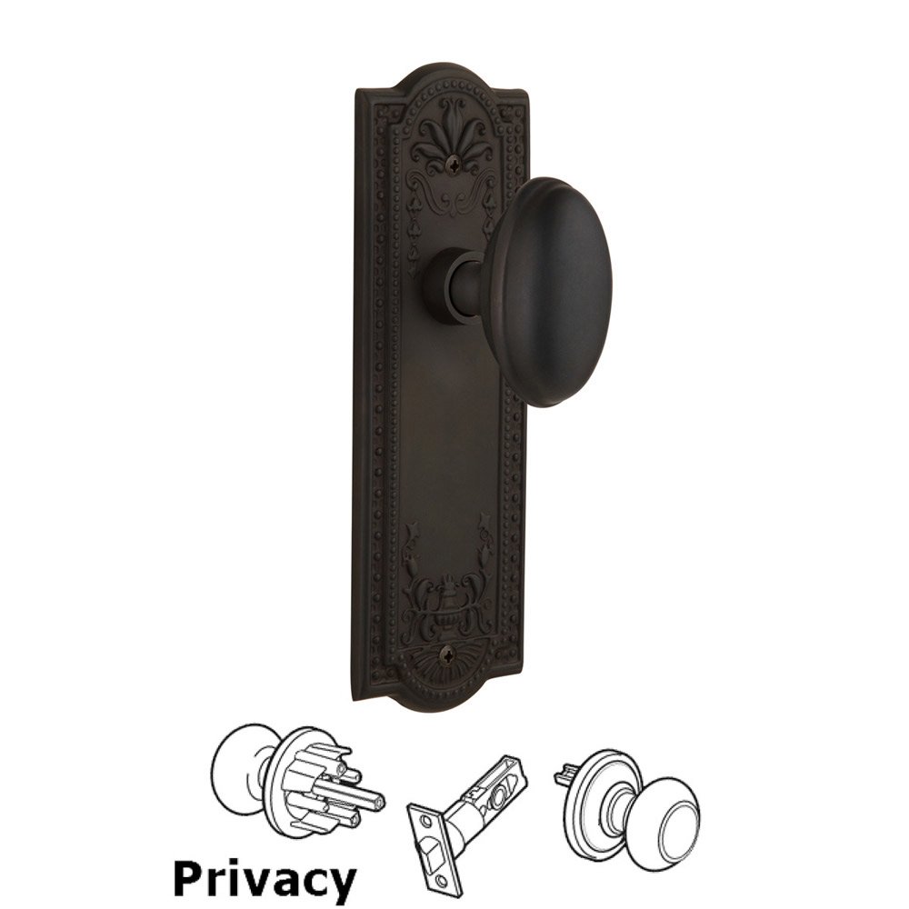 Nostalgic Warehouse Privacy Meadows Plate with Craftsman Knob in Oil-Rubbed Bronze