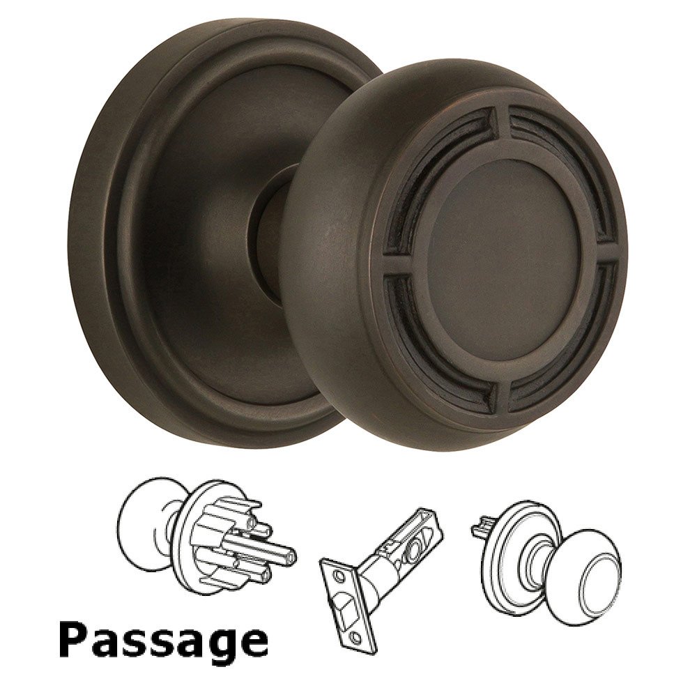 Nostalgic Warehouse Passage Classic Rosette with Mission Knob in Oil Rubbed Bronze