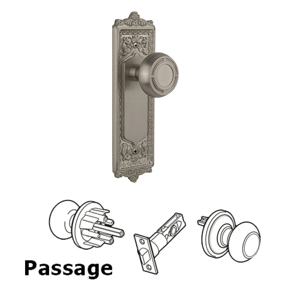 Nostalgic Warehouse Passage Egg and Dart Plate with Mission Knob in Satin Nickel