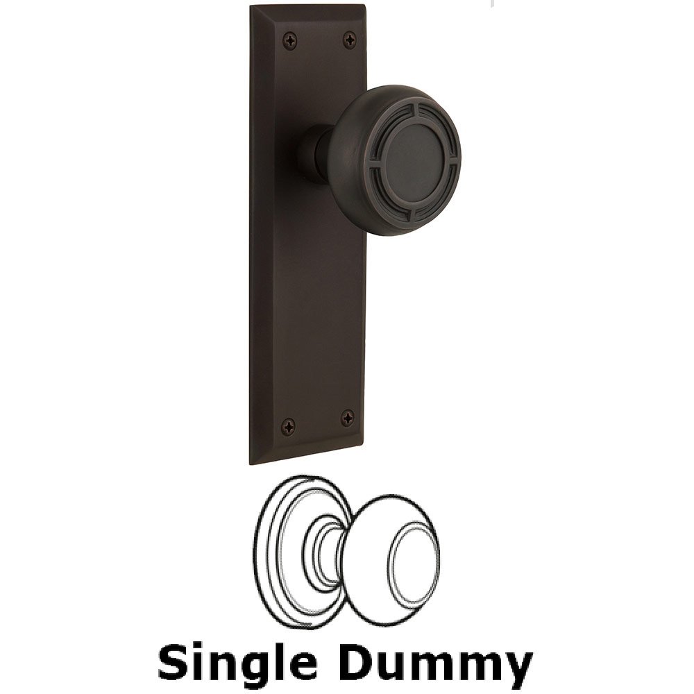 Nostalgic Warehouse Single Dummy New York Plate with Mission Knob in Oil Rubbed Bronze