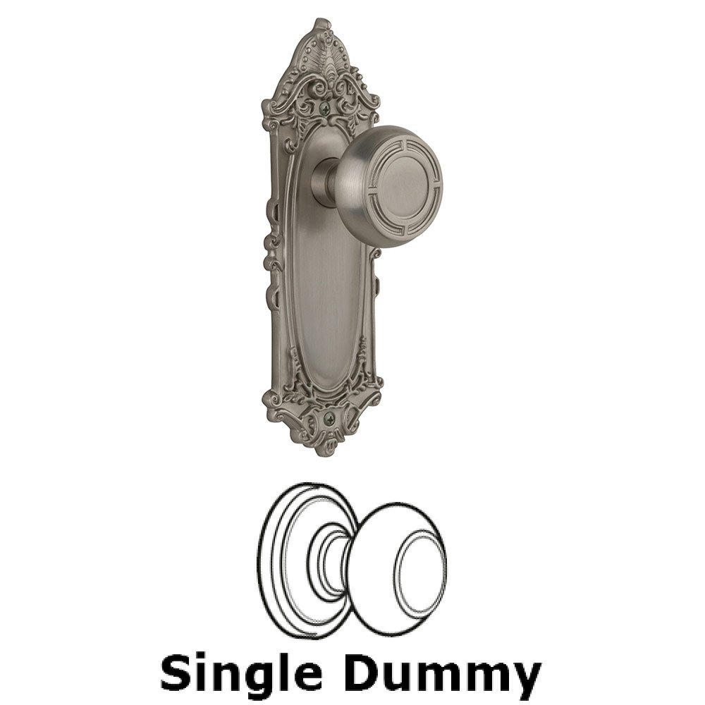Nostalgic Warehouse Single Dummy Victorian Plate with Mission Knob in Satin Nickel