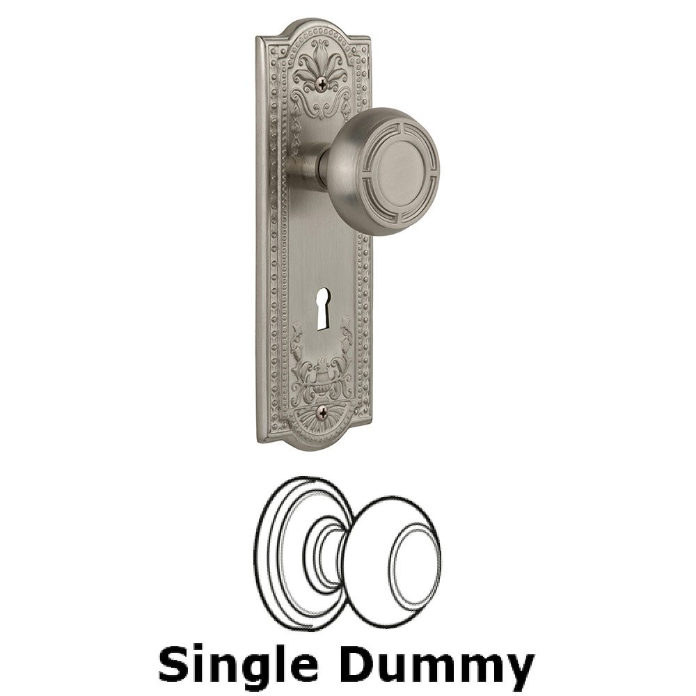 Nostalgic Warehouse Single Dummy Meadows Plate with Mission Knob and Keyhole in Satin Nickel