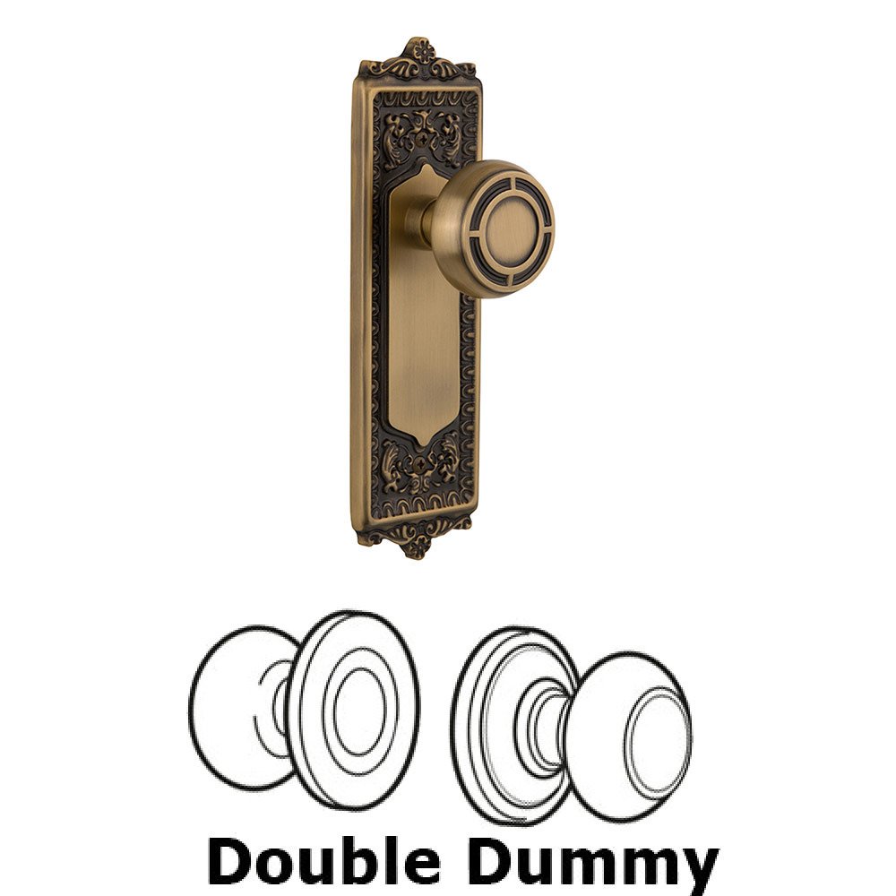 Nostalgic Warehouse Double Dummy Egg and Dart Plate with Mission Knob in Antique Brass