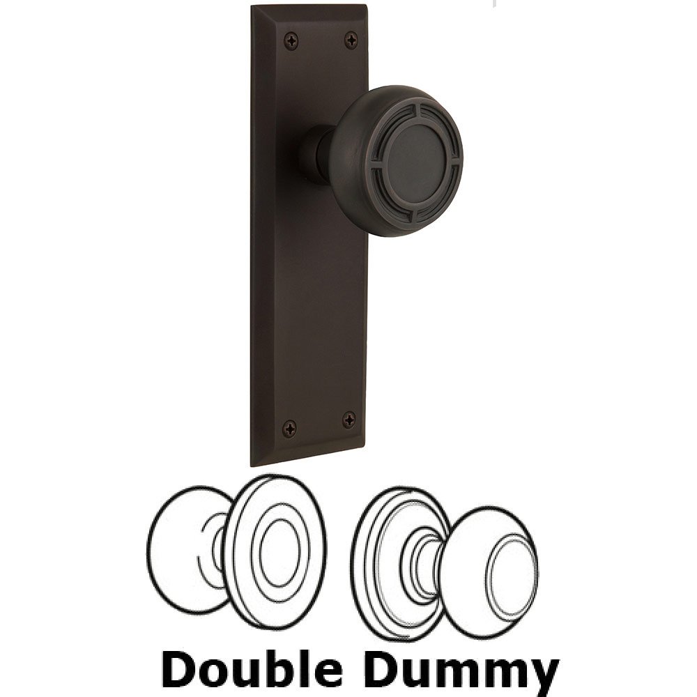 Nostalgic Warehouse Double Dummy New York Plate with Mission Knob in Oil Rubbed Bronze