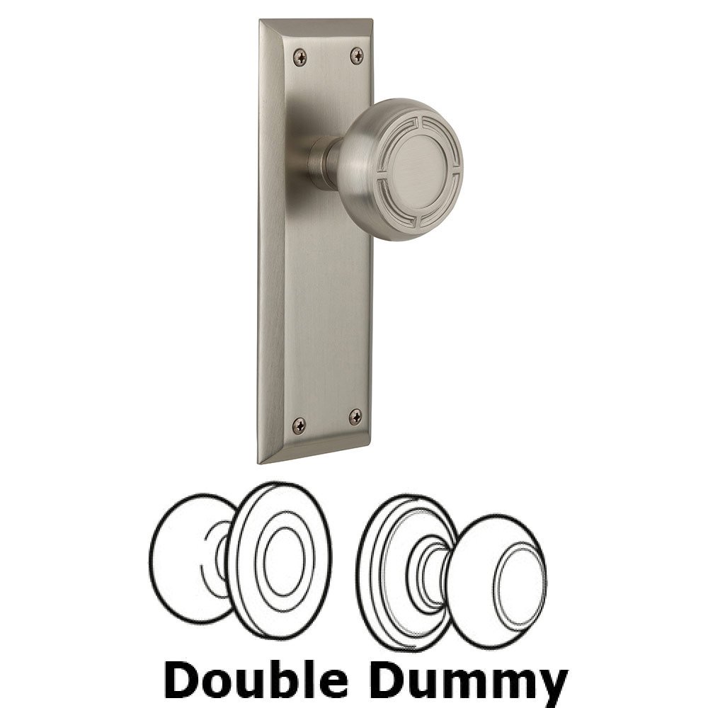 Nostalgic Warehouse Double Dummy New York Plate with Mission Knob in Satin Nickel