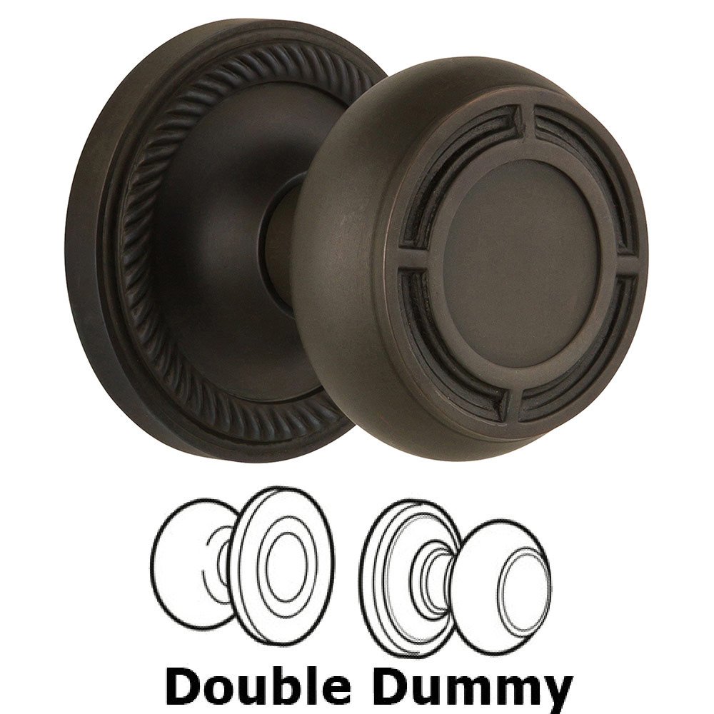Nostalgic Warehouse Double Dummy Rope Rosette with Mission Knob in Oil Rubbed Bronze