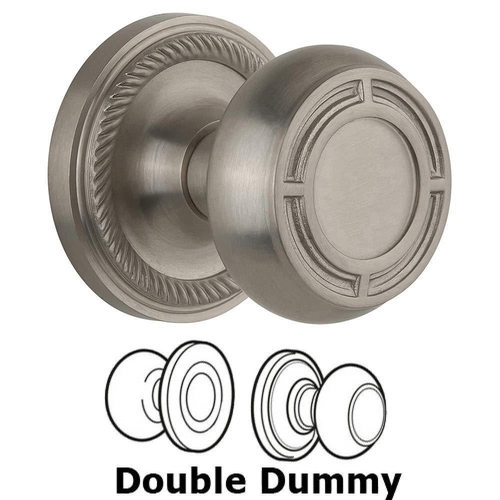 Nostalgic Warehouse Double Dummy Rope Rosette with Mission Knob in Satin Nickel