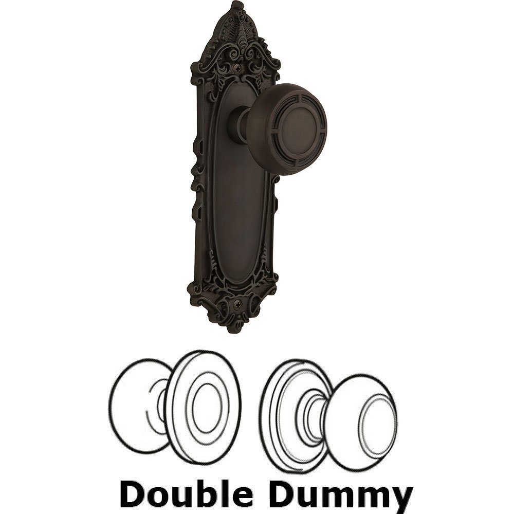 Nostalgic Warehouse Double Dummy Victorian Plate with Mission Knob in Oil Rubbed Bronze