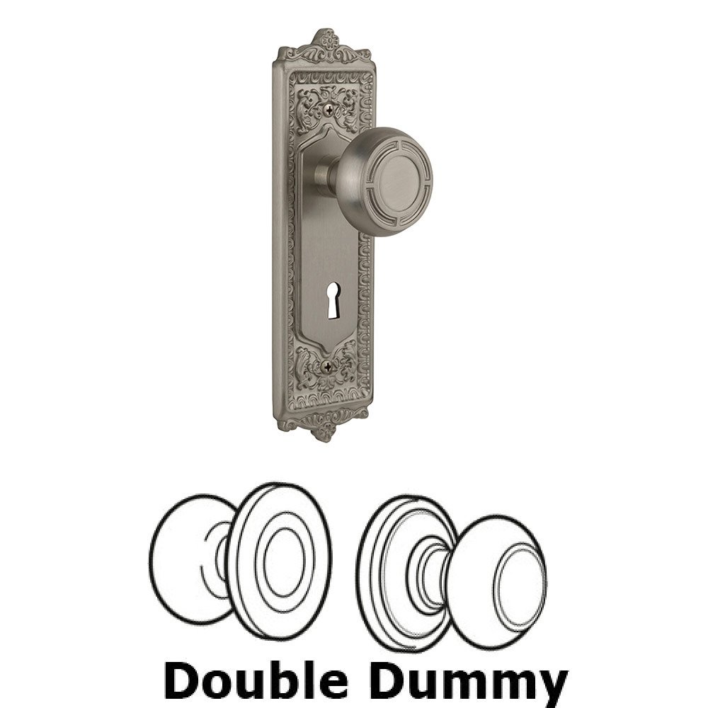Nostalgic Warehouse Double Dummy Egg and Dart Plate with Mission Knob and Keyhole in Satin Nickel