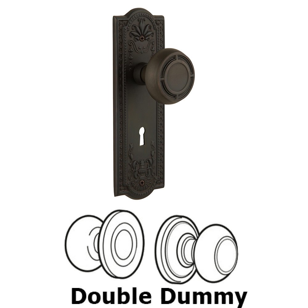 Nostalgic Warehouse Double Dummy Meadows Plate with Mission Knob and Keyhole in Oil Rubbed Bronze