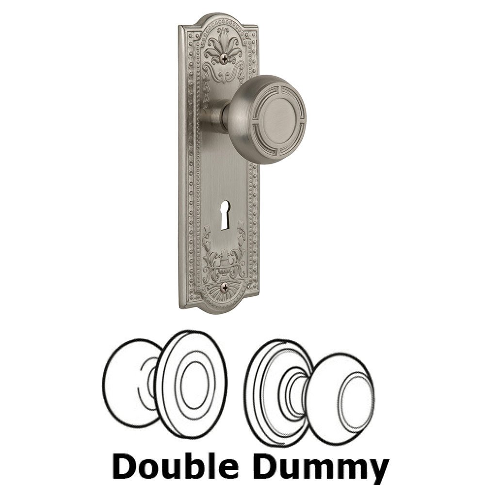 Nostalgic Warehouse Double Dummy Meadows Plate with Mission Knob and Keyhole in Satin Nickel