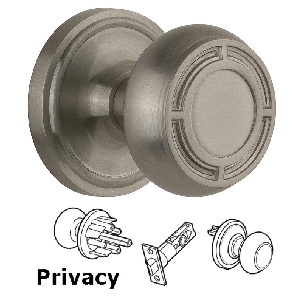 Nostalgic Warehouse Privacy Classic Rosette with Mission Knob in Satin Nickel