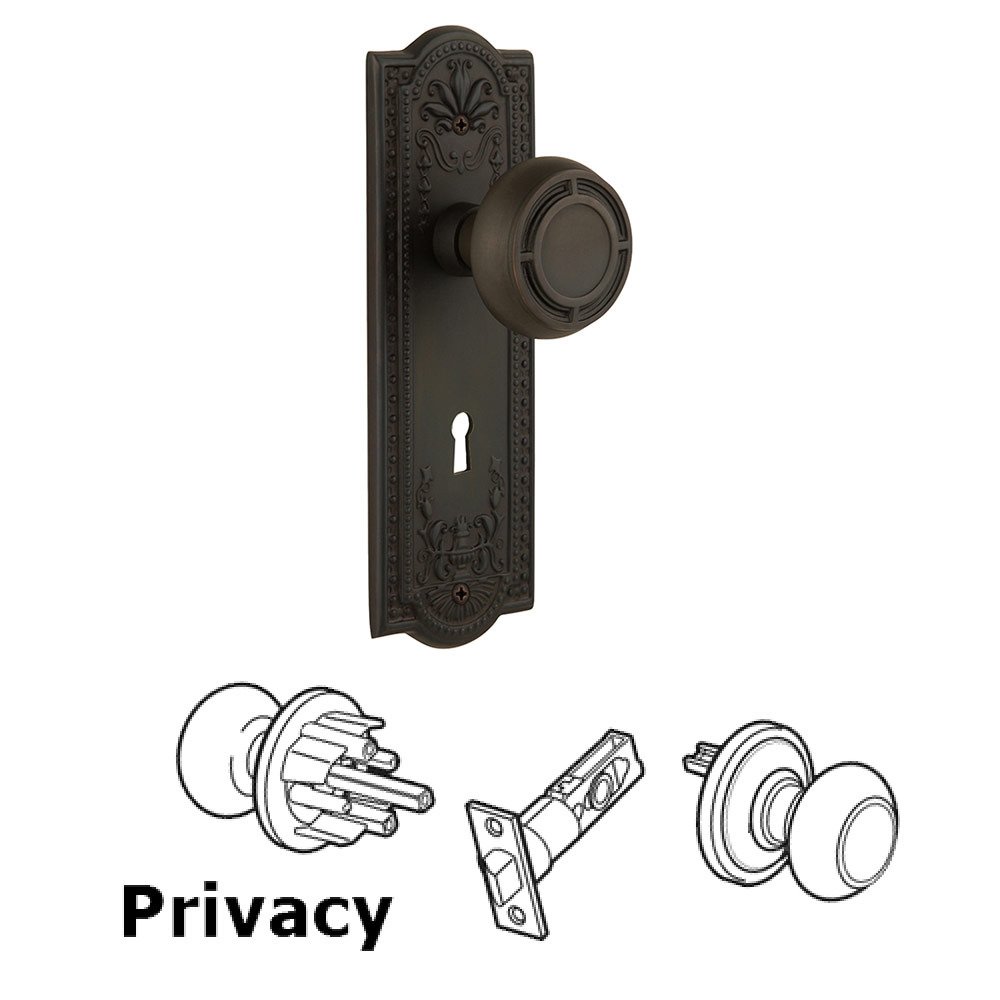 Nostalgic Warehouse Privacy Meadows Plate with Mission Knob and Keyhole in Oil Rubbed Bronze