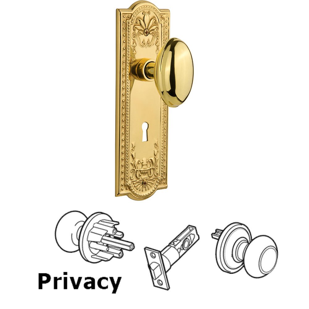 Nostalgic Warehouse Privacy Meadows Plate with Homestead Knob and Keyhole in Unlacquered Brass