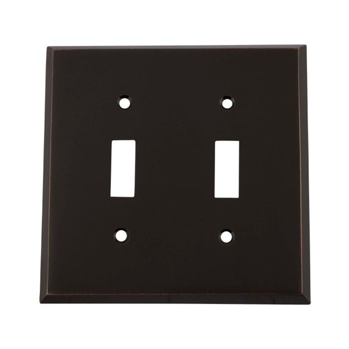 Nostalgic Warehouse Double Toggle Switchplate in Timeless Bronze