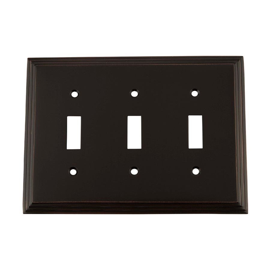 Nostalgic Warehouse Triple Toggle Switchplate in Timeless Bronze