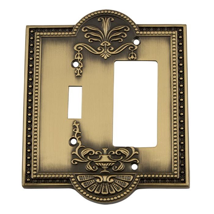 Nostalgic Warehouse Toggle/Rocker Switchplate in Antique Brass