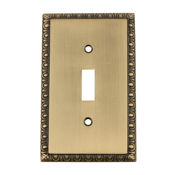 Nostalgic Warehouse Single Toggle Switchplate in Antique Brass