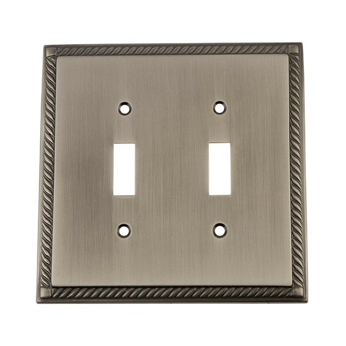 Nostalgic Warehouse Double Toggle Switchplate in Antique Pewter