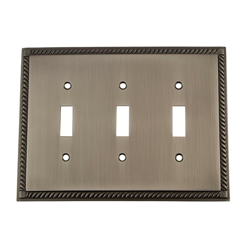 Nostalgic Warehouse Triple Toggle Switchplate in Antique Pewter