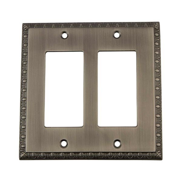 Nostalgic Warehouse Double Rocker Switchplate in Antique Pewter