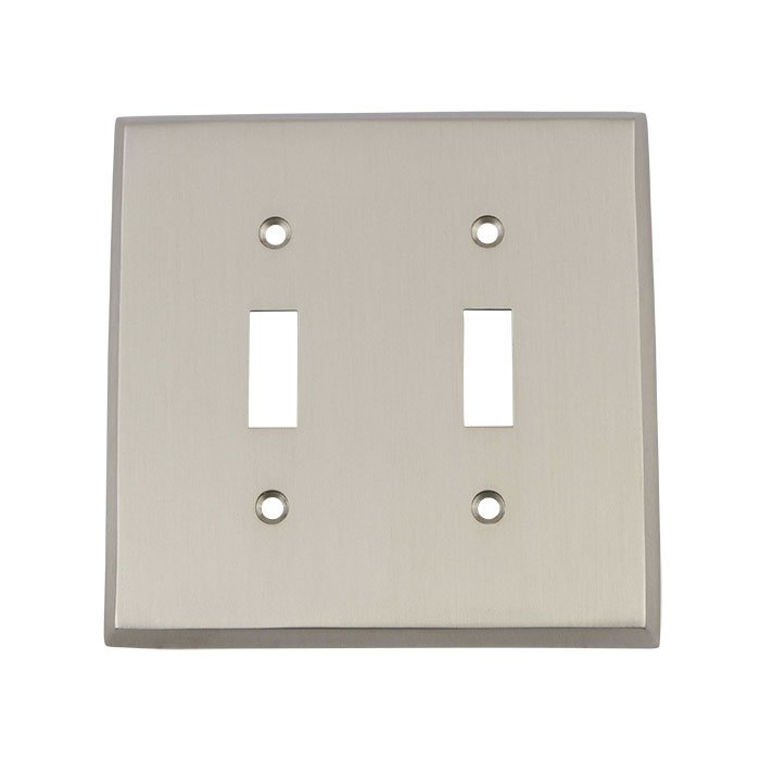 Nostalgic Warehouse Double Toggle Switchplate in Satin Nickel