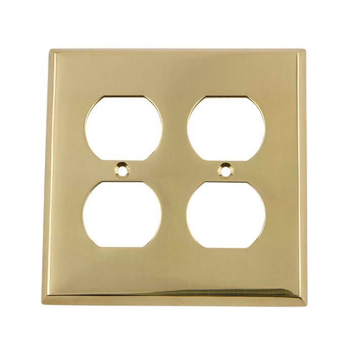 Nostalgic Warehouse Double Duplex Switchplate in Unlacquered Brass