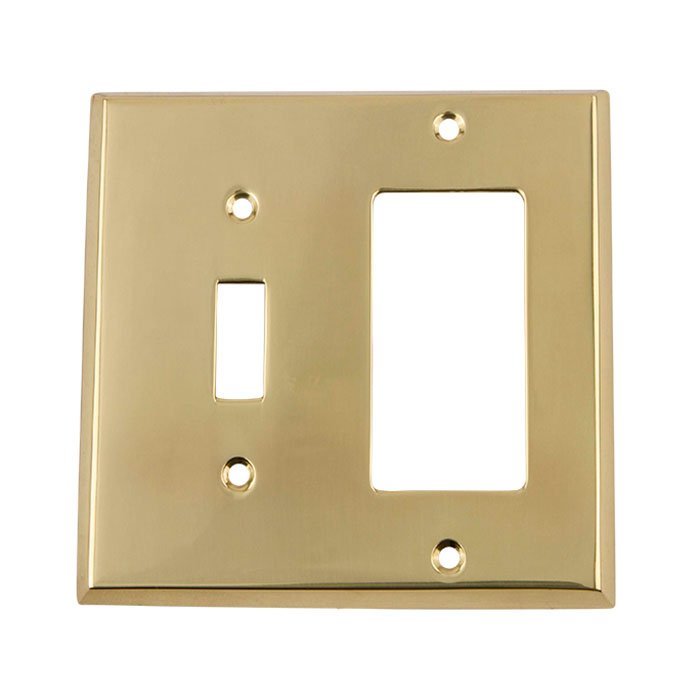 Nostalgic Warehouse Toggle/Rocker Switchplate in Unlacquered Brass