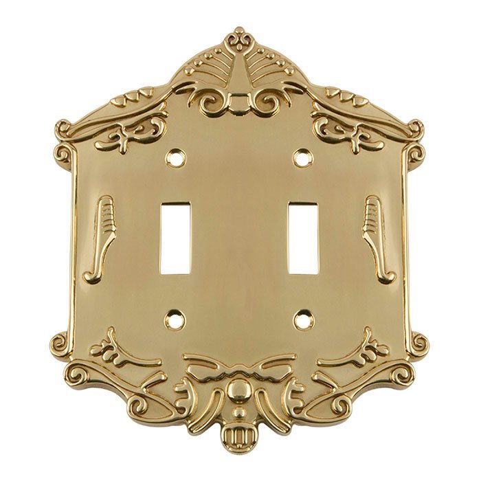 Nostalgic Warehouse Double Toggle Switchplate in Unlacquered Brass