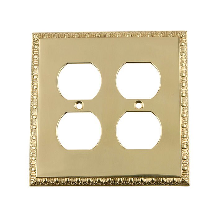 Nostalgic Warehouse Double Duplex Switchplate in Unlacquered Brass
