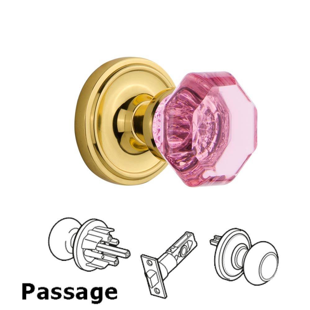 Nostalgic Warehouse Nostalgic Warehouse - Passage - Classic Rose Waldorf Pink Door Knob in Unlaquered Brass