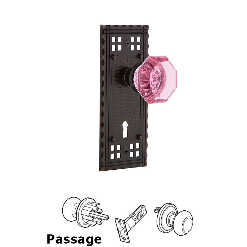 Nostalgic Warehouse Nostalgic Warehouse - Passage - Craftsman Plate with Keyhole Waldorf Pink Door Knob in Timeless Bronze