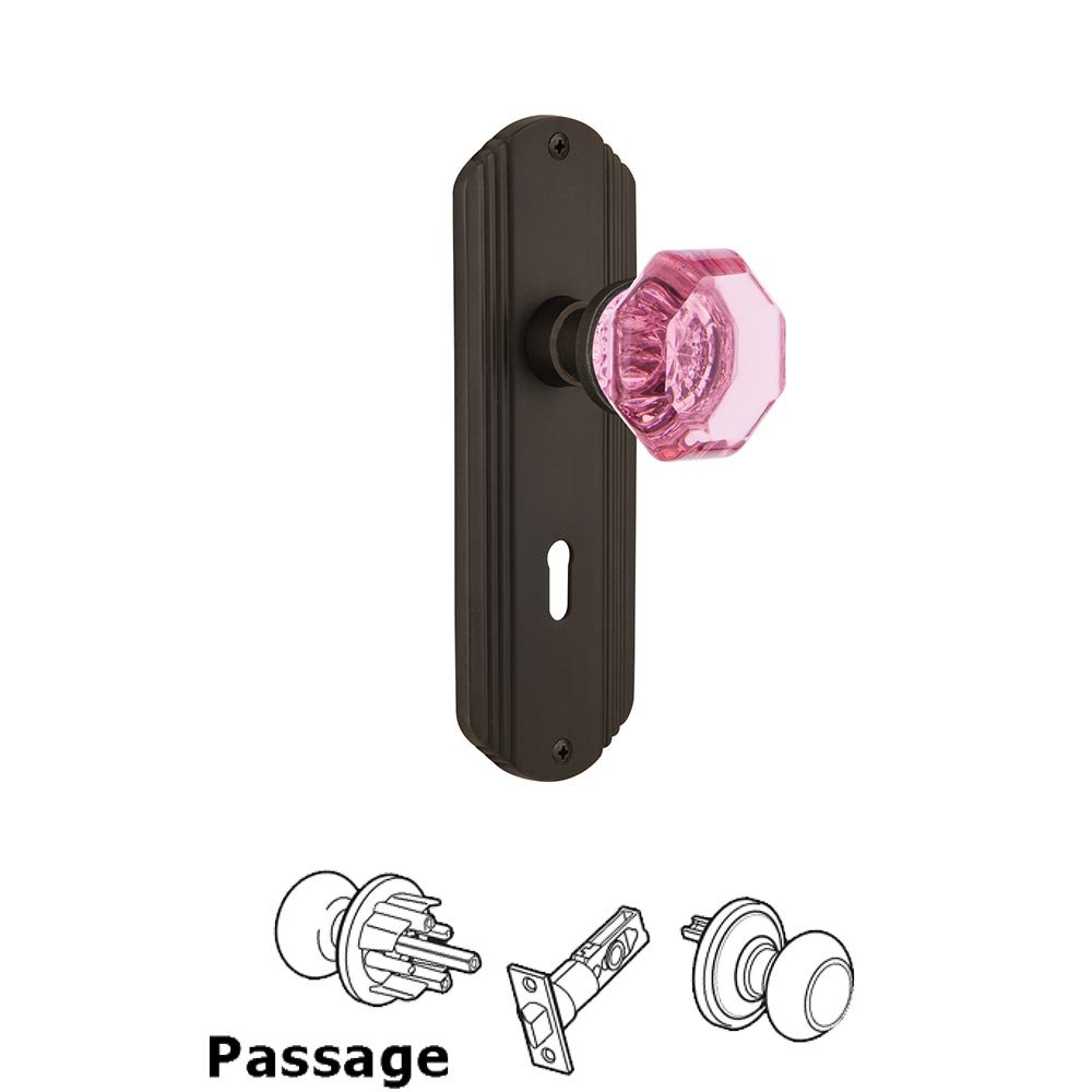 Nostalgic Warehouse Nostalgic Warehouse - Passage - Deco Plate with Keyhole Waldorf Pink Door Knob in Oil-Rubbed Bronze