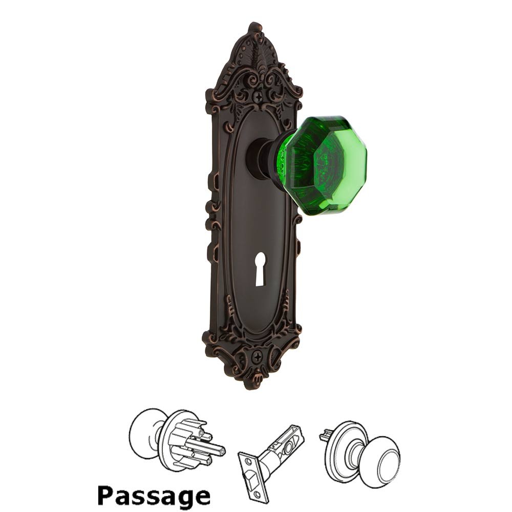 Nostalgic Warehouse Nostalgic Warehouse - Passage - Victorian Plate with Keyhole Waldorf Emerald Door Knob in Timeless Bronze