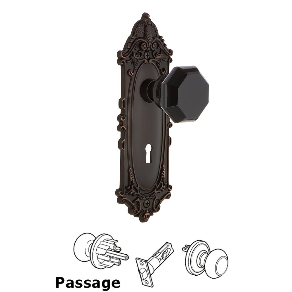 Nostalgic Warehouse Nostalgic Warehouse - Passage - Victorian Plate with Keyhole Waldorf Black Door Knob in Timeless Bronze
