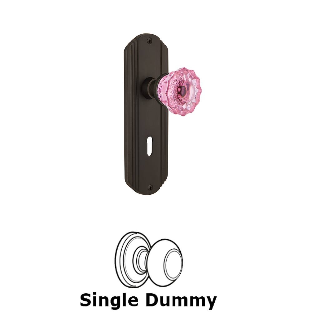 Nostalgic Warehouse Nostalgic Warehouse - Single Dummy - Deco Plate with Keyhole Crystal Pink Glass Door Knob in Oil-Rubbed Bronze