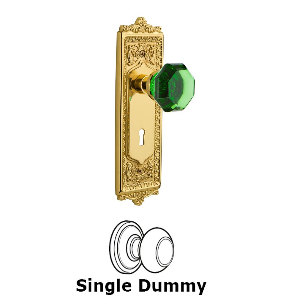 Nostalgic Warehouse Nostalgic Warehouse - Single Dummy - Egg & Dart Plate with Keyhole Waldorf Emerald Door Knob in Polished Brass