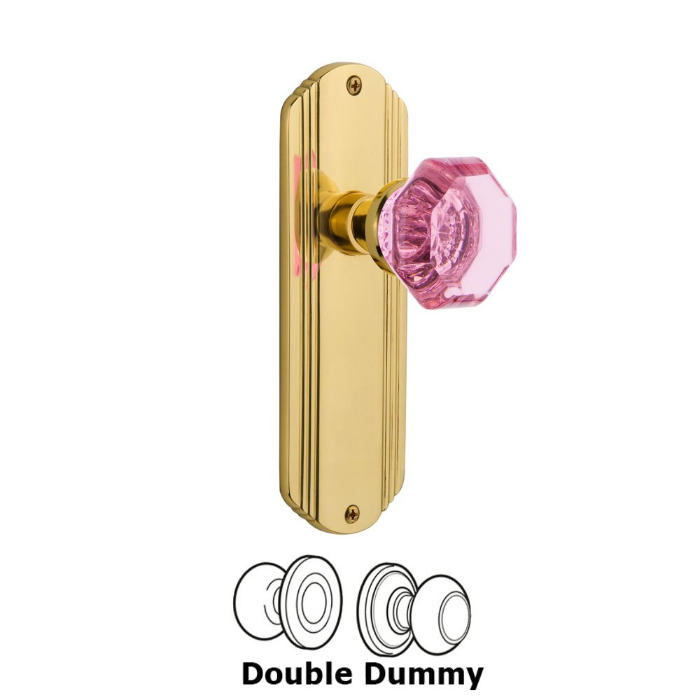 Nostalgic Warehouse Nostalgic Warehouse - Double Dummy - Deco Plate Waldorf Pink Door Knob in Polished Brass