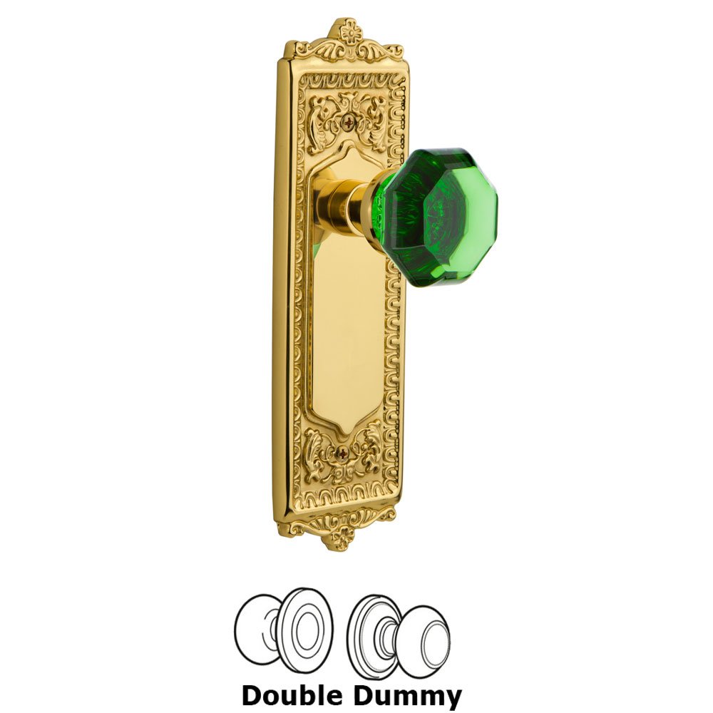 Nostalgic Warehouse Nostalgic Warehouse - Double Dummy - Egg & Dart Plate Waldorf Emerald Door Knob in Polished Brass