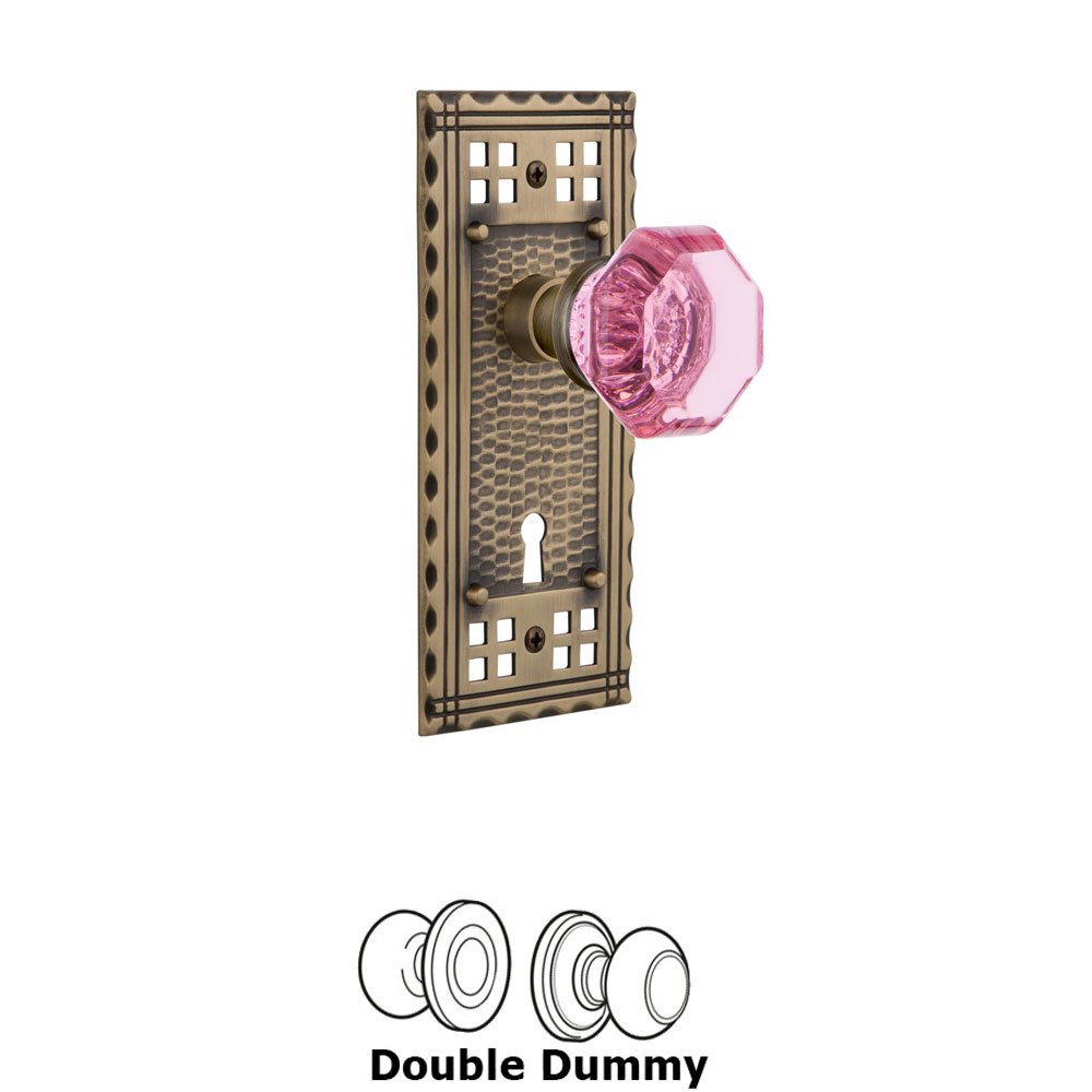 Nostalgic Warehouse Nostalgic Warehouse - Double Dummy - Craftsman Plate with Keyhole Waldorf Pink Door Knob in Antique Brass