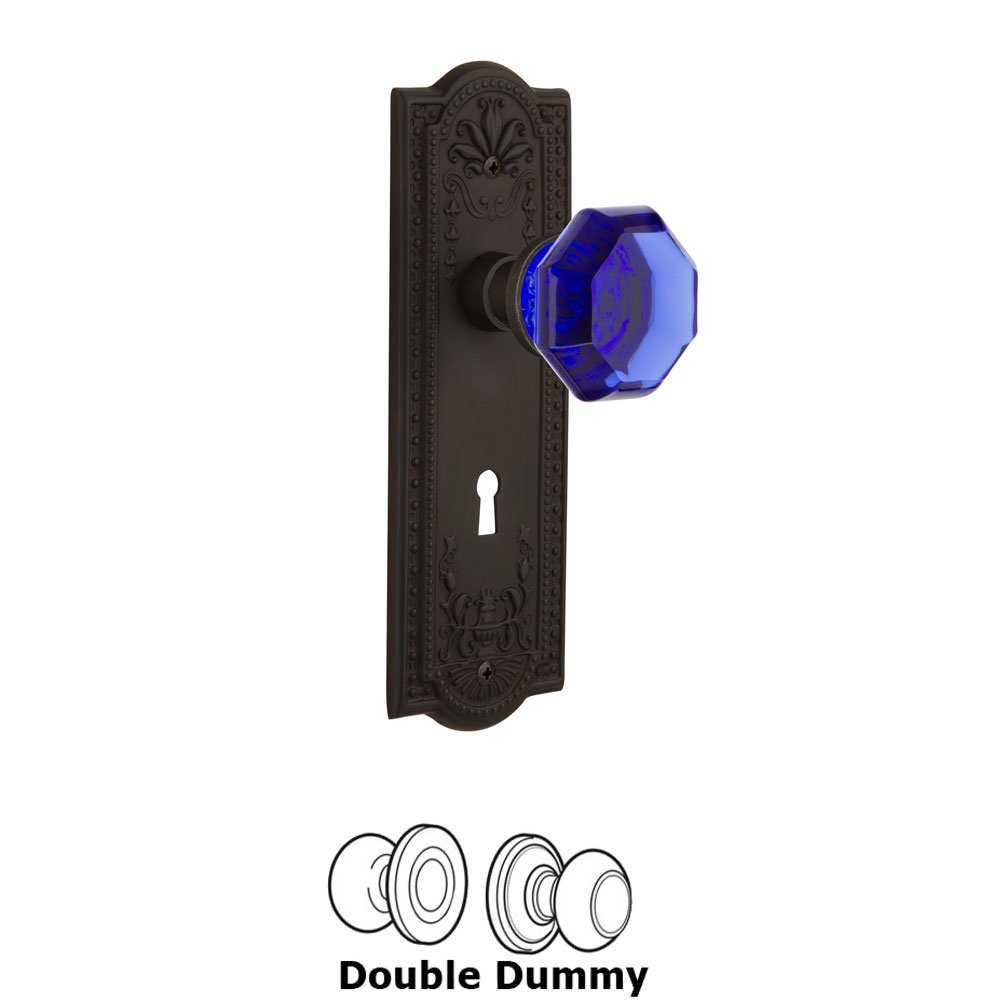 Nostalgic Warehouse Nostalgic Warehouse - Double Dummy - Meadows Plate with Keyhole Waldorf Cobalt Door Knob in Oil-Rubbed Bronze