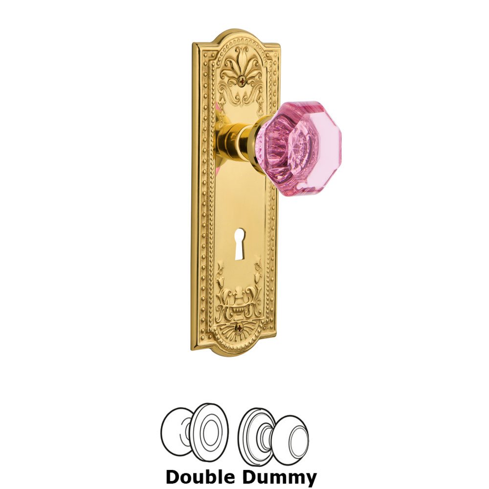 Nostalgic Warehouse Nostalgic Warehouse - Double Dummy - Meadows Plate with Keyhole Waldorf Pink Door Knob in Polished Brass